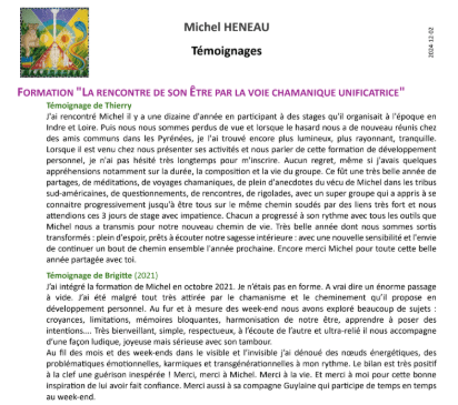 témoignage huitaka michel